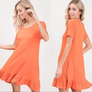 Last! Tangerine Short Sleeve A-Line Dress